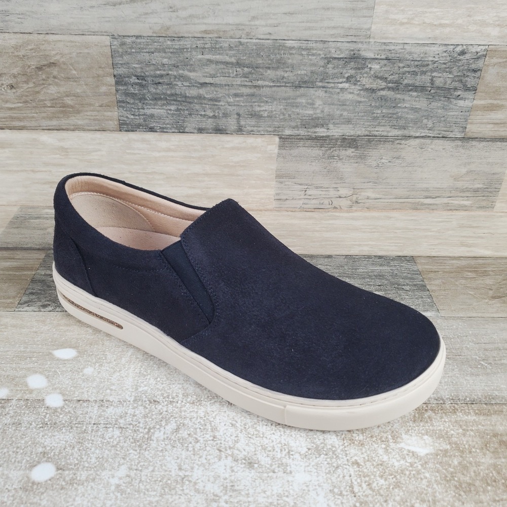 Birkenstock Oswego Mens Shoes Sz 10 Midnight Blue Suede Leather Slip On Sneakers